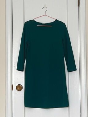 stradivarius Emerald Green Midi Shift Dress